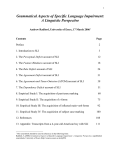 Introduction to Specific Language Impairment/SLI