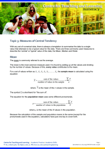 Topic 3: Measures of Central Tendency