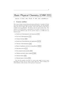 Basic Physical Chemstry (CHM 222)