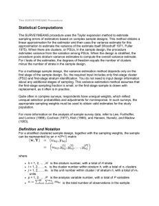 The SURVEYMEANS Procedure Statistical Computations The