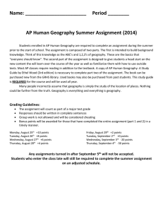 AP Human Geography Summer Assignment