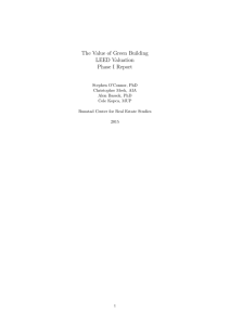 The Value of Green Building LEED Valuation Phase I Report