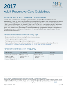 Adult Preventive Care Guidelines
