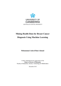 Mining Health Data for Breast Cancer Diagnosis Using Machine
