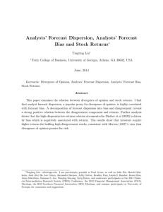 Analysts` Forecast Dispersion, Analysts` Forecast Bias and Stock