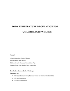 BODY TEMPERATURE REGULATION FOR QUADRIPLEGIC