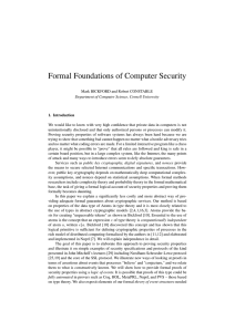 Formal Foundations of Computer Security