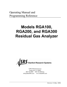 Models RGA100, RGA200, and RGA300 Residual Gas Analyzer