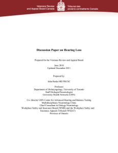Discussion Paper on Hearing Loss