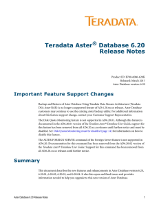Teradata Aster Database 6.20 Release Notes