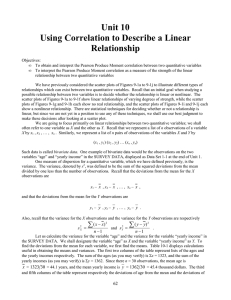 Unit 10 Using Correlation to Describe a Linear Relationship