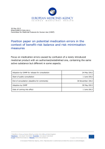 Position paper on potential medication errors in the context of