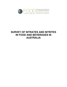 survey of nitrates and nitrites in food and beverages in australia