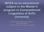 INTEX as an educational subject in the Master`s program in