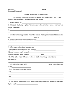 GLY 4310 Name Homework Exercise 1 Review of Extrusive Igneous