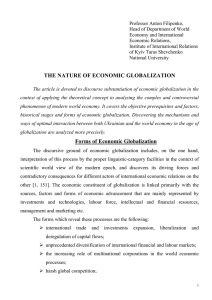 Forms of Economic Globalization - sugarhoover ¨¨ rit´s portfolio