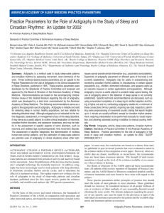 Practice Parameters for the Role of Actigraphy in the Study of Sleep