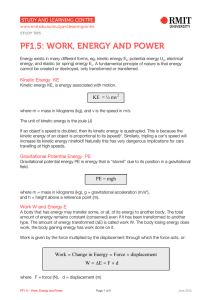 PF1.5: WORK, ENERGY AND POWER