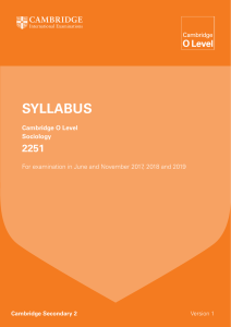 Sociology 2251 Syllabus 2017 - Cambridge International