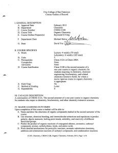 CHEM 212B, Organic Chemistry - City College of San Francisco