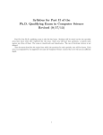 Syllabus for Part II of the Ph.D. Qualifying Exam in Computer