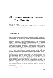 21 Mode of Action and Toxicity of Trace Elements