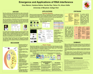 Emergence and Applications of RNA Interference
