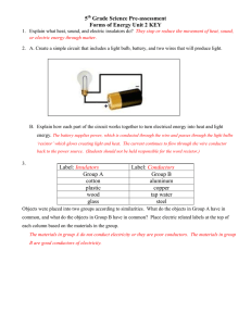 5th Grade Science Pre-assessment Forms of Energy Unit 2 KEY