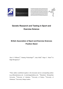Genetic Research and Testing in Sport and Exercise Science