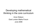 Developing mathematical thinking in the curriculum 2008