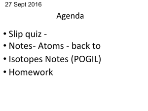 • Slip quiz - • Notes- Atoms - back to • Isotopes Notes (POGIL