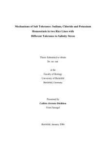 Mechanisms of Salt Tolerance: Sodium, Chloride and Potassium