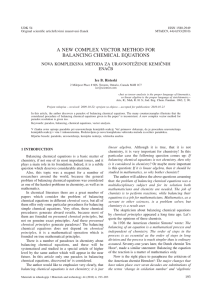 a new complex vector method for balancing chemical equations