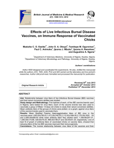 Effects of Live Infectious Bursal Disease Vaccines, on Immune