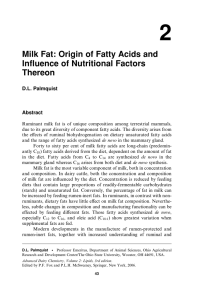 Milk Fat: Origin of Fatty Acids and Influence of