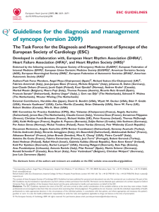 Guidelines for the diagnosis and management of syncope (version