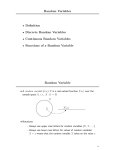 Lecture Notes 2 Random Variables • Definition • Discrete Random