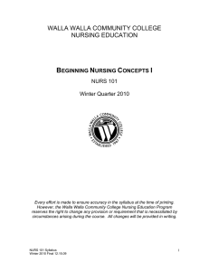 Beginning Nursing Concepts I - Walla Walla Community College