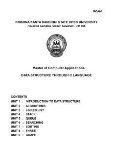 Master of Computer Applications DATA STRUCTURE
