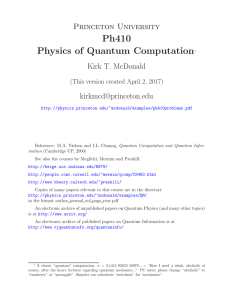 Ph410 Physics of Quantum Computation1