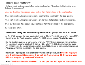Midterm Exam Problem 10 Example of using van der Waals
