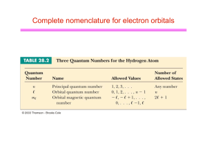 Complete nomenclature for electron orbitals