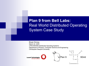 Plan 9 from Bell Labs - Department of Physics, Computer Science