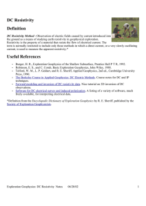 DC Resistivity Definition Useful References