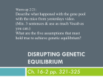 DISRUPTING GENETIC EQUILIBRIUM