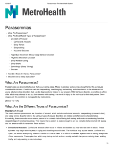 Parasomnias - MetroHealth