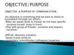 Objective and Purpose of Communication
