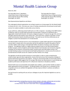 Mental Health in Schools Act Support Letter