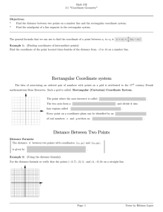 Rectangular Coordinate system Distance Between Two Points