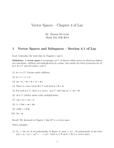 Vector Spaces – Chapter 4 of Lay